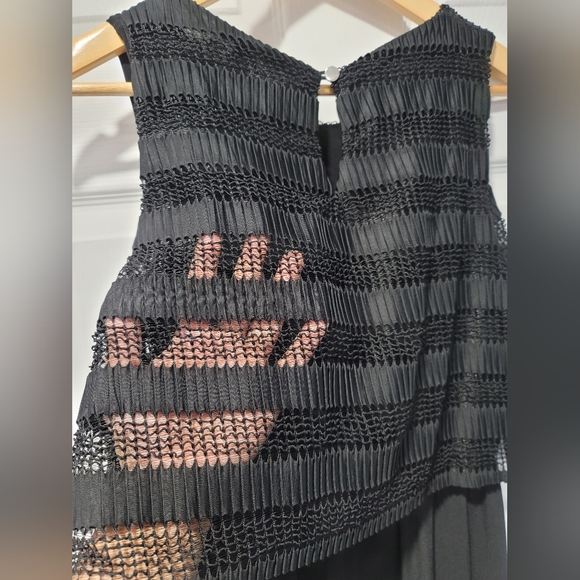 Sleeveless black maxi dress with lace overlay. Petite size S - Picture 8 of 13